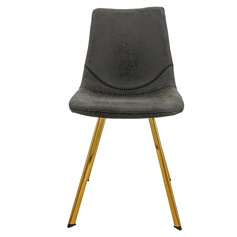 Leather Dining Chair Set of 4 With Gold Metal Legs Modern Accent Side Chair
