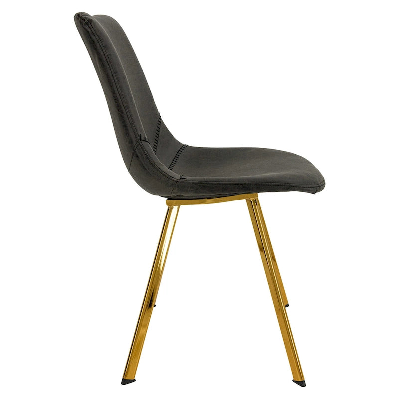 Leather Dining Chair Set of 4 With Gold Metal Legs Modern Accent Side Chair