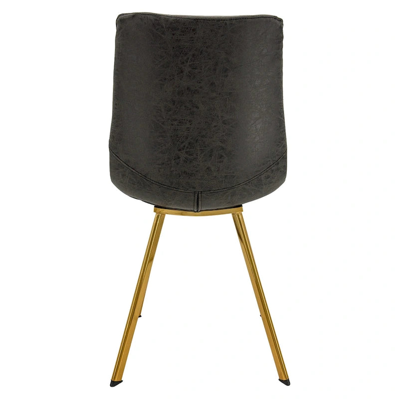 Leather Dining Chair Set of 4 With Gold Metal Legs Modern Accent Side Chair