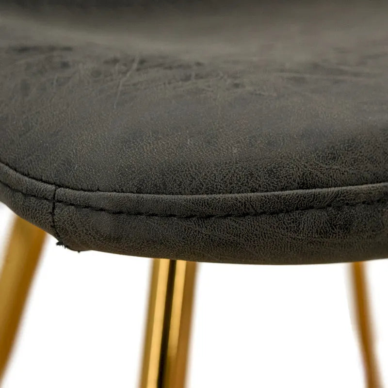 Leather Dining Chair Set of 4 With Gold Metal Legs Modern Accent Side Chair