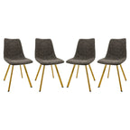 Leather Dining Chair Set of 4 With Gold Metal Legs Modern Accent Side Chair
