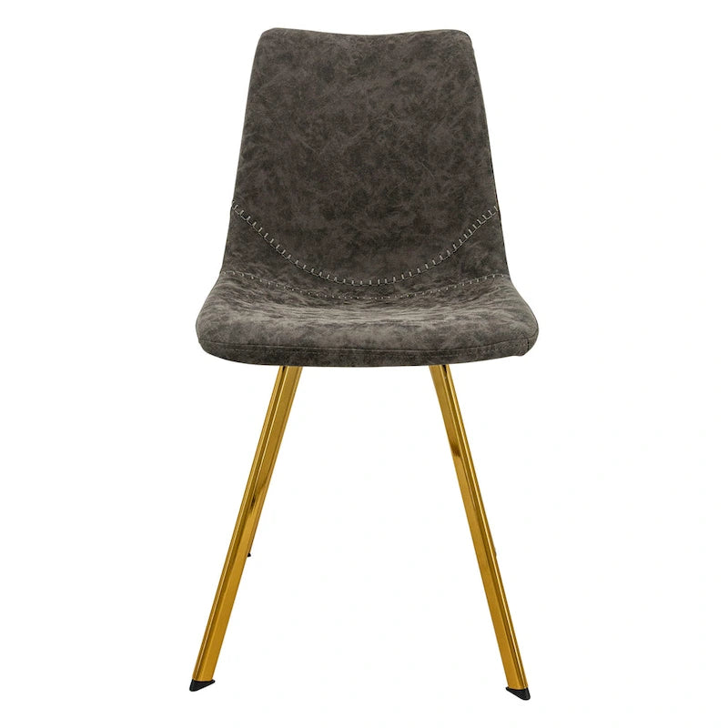 Leather Dining Chair Set of 4 With Gold Metal Legs Modern Accent Side Chair