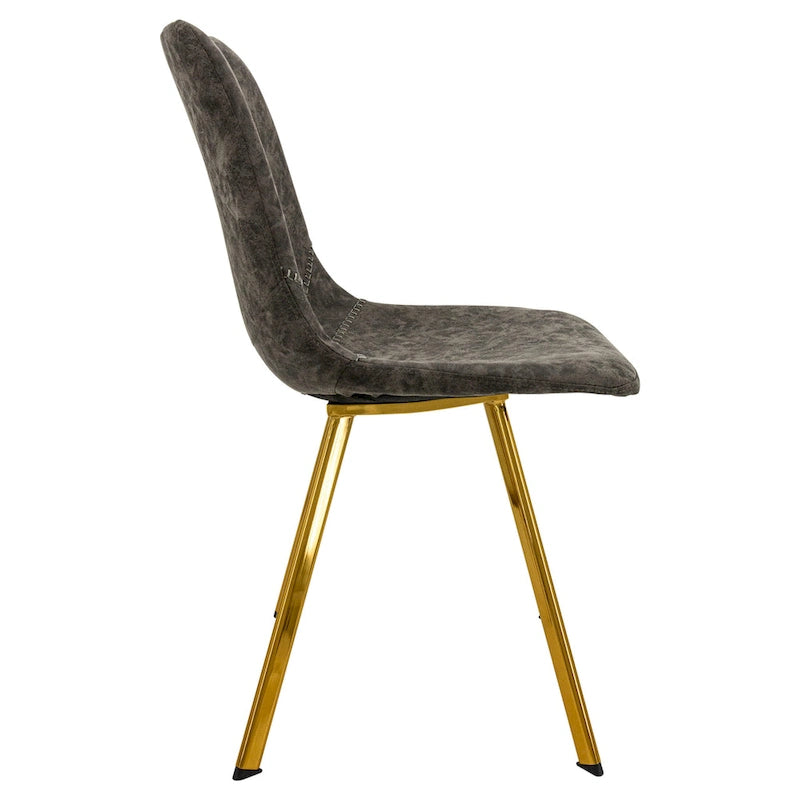 Leather Dining Chair Set of 4 With Gold Metal Legs Modern Accent Side Chair