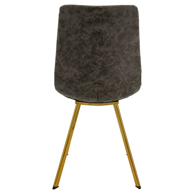 Leather Dining Chair Set of 4 With Gold Metal Legs Modern Accent Side Chair