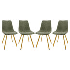 Leather Dining Chair Set of 4 With Gold Metal Legs Modern Accent Side Chair