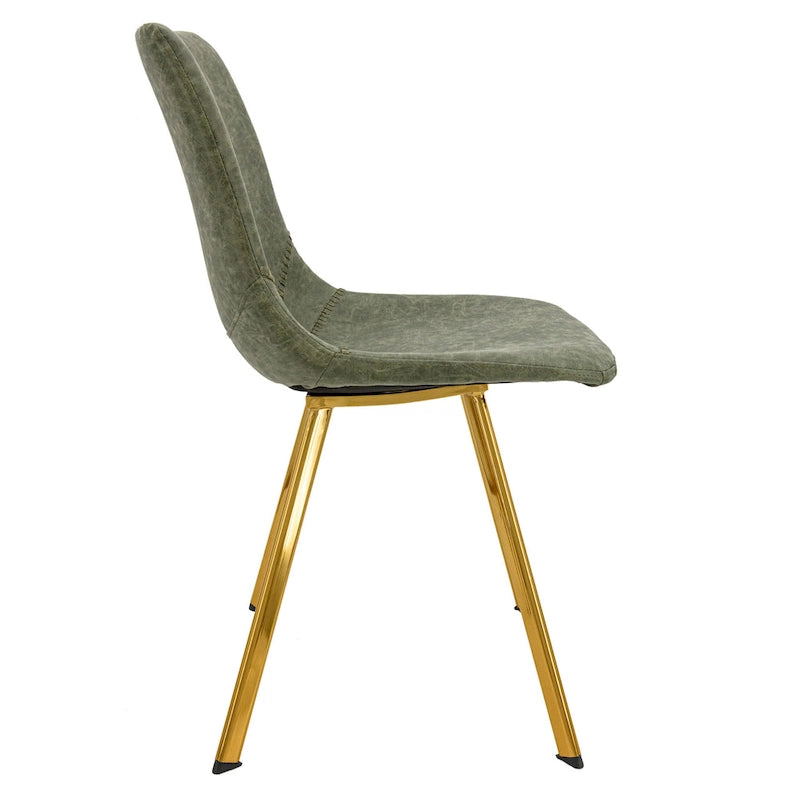 Leather Dining Chair Set of 4 With Gold Metal Legs Modern Accent Side Chair