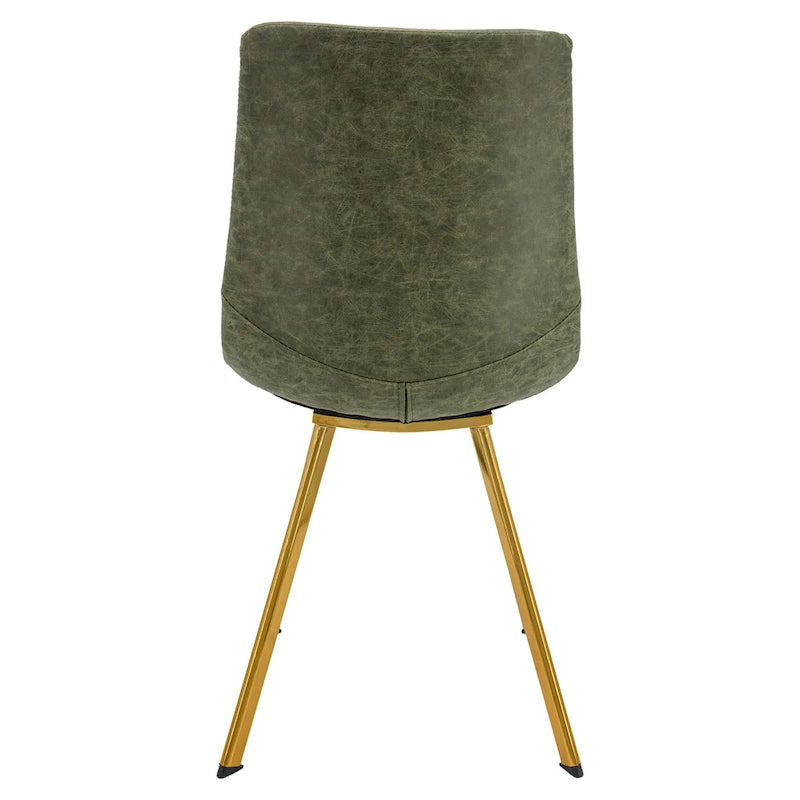 Leather Dining Chair Set of 4 With Gold Metal Legs Modern Accent Side Chair