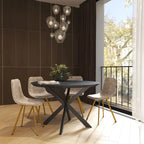 Leather Dining Chair Set of 4 With Gold Metal Legs Modern Accent Side Chair