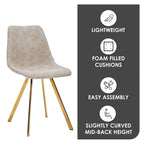 Leather Dining Chair Set of 4 With Gold Metal Legs Modern Accent Side Chair