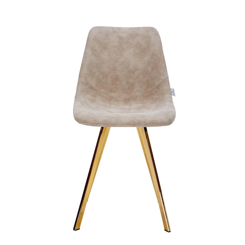 Leather Dining Chair Set of 4 With Gold Metal Legs Modern Accent Side Chair