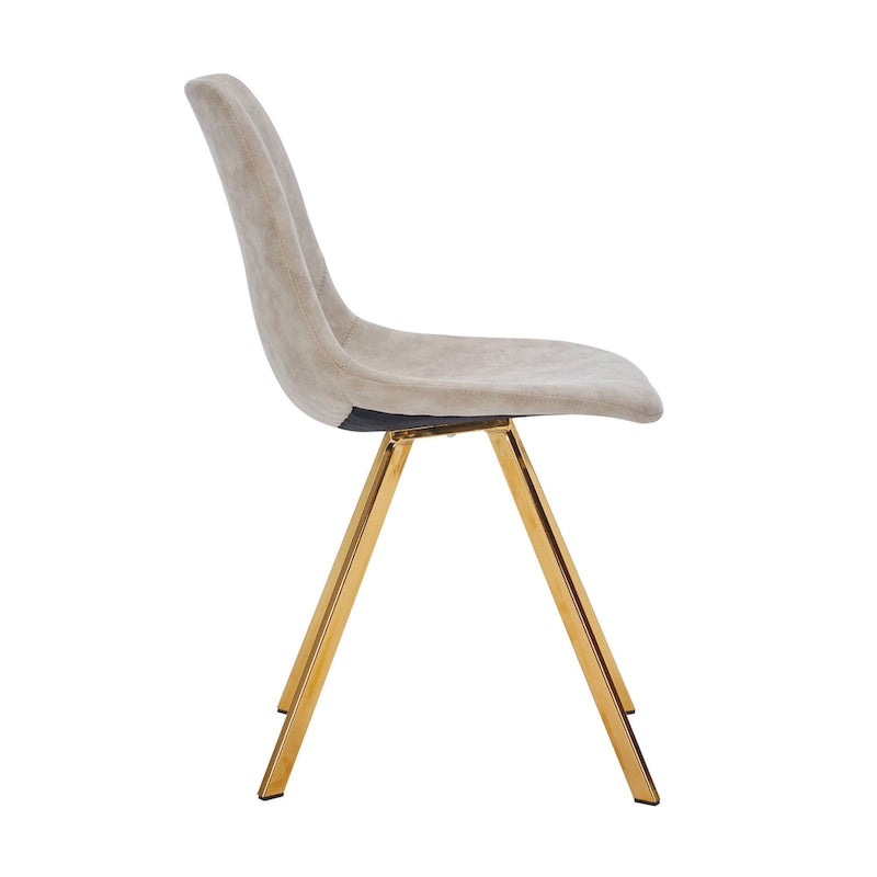Leather Dining Chair Set of 4 With Gold Metal Legs Modern Accent Side Chair
