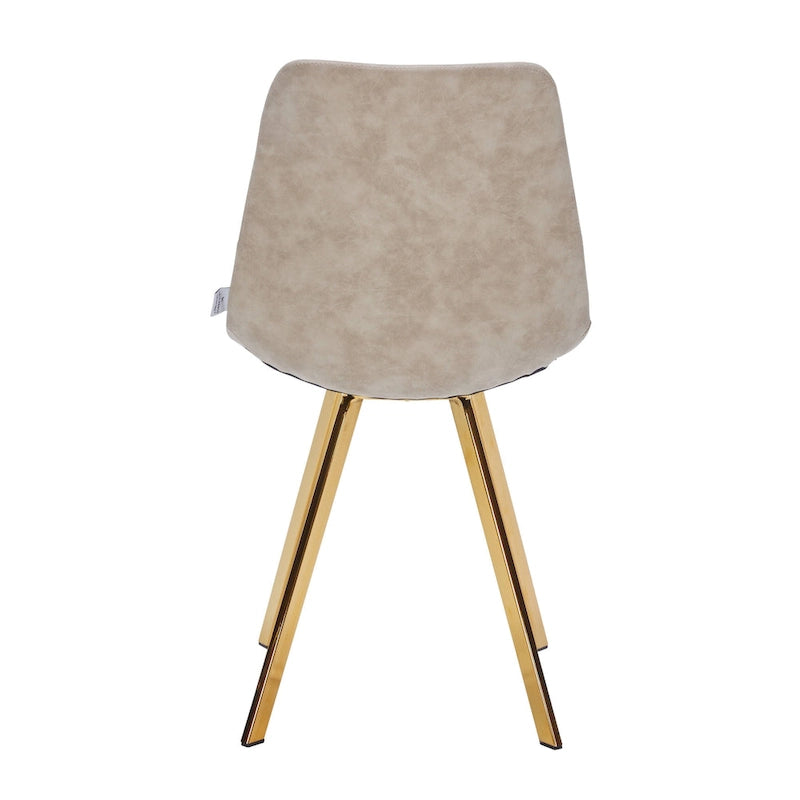 Leather Dining Chair Set of 4 With Gold Metal Legs Modern Accent Side Chair