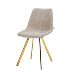 Leather Dining Chair Set of 4 With Gold Metal Legs Modern Accent Side Chair