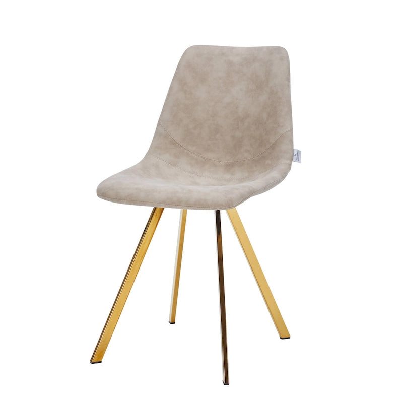 Leather Dining Chair Set of 4 With Gold Metal Legs Modern Accent Side Chair