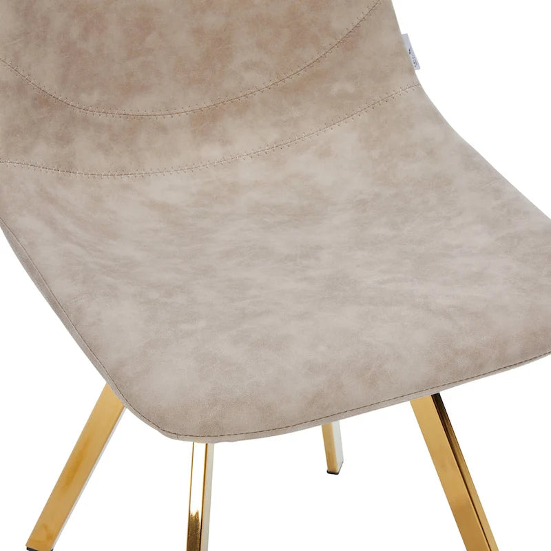 Leather Dining Chair Set of 4 With Gold Metal Legs Modern Accent Side Chair