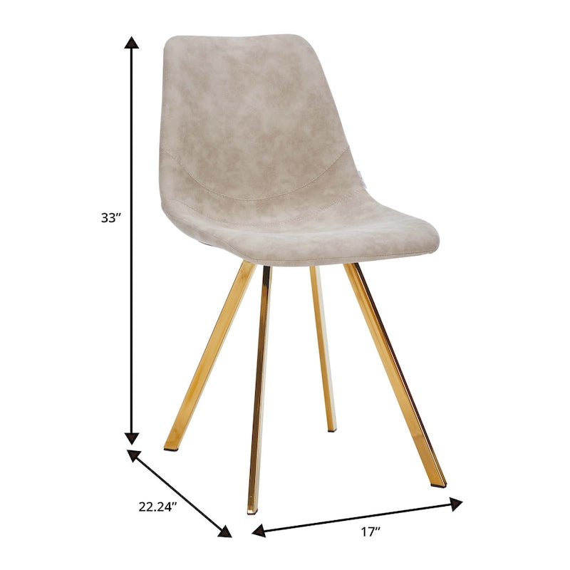 Leather Dining Chair Set of 4 With Gold Metal Legs Modern Accent Side Chair