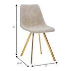 Leather Dining Chair Set of 4 With Gold Metal Legs Modern Accent Side Chair