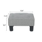 Adeco Button Tufted Linen Foot Stool Rectangular Small Ottoman