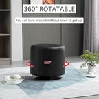 HOMCOM 360-deg Swivel Foot Stool Round PU Ottoman with Thick Sponge Padding and Solid Steel Base