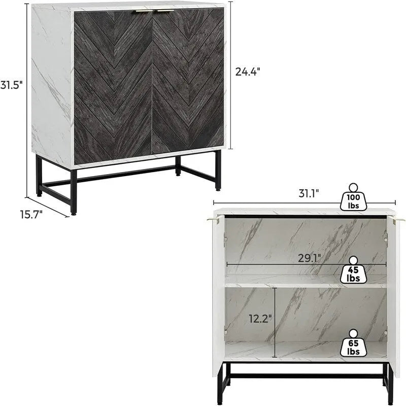 Modern Buffet Cabinet - 15.7D x 31.1W x 31.5H