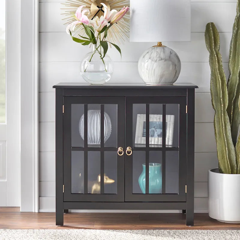 Simple Living Portland 2-Door Glass Cabinet