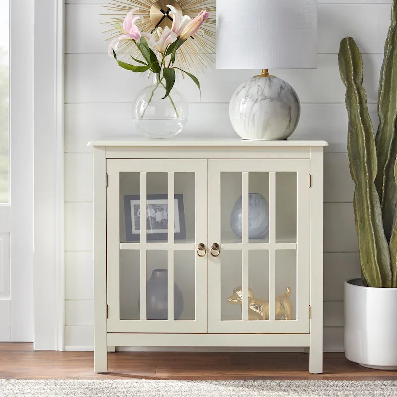 Simple Living Portland 2-Door Glass Cabinet