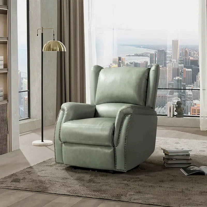 Eliseo Genuine Leather Power Recliner with USB Port and Wingback Design