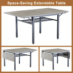 Modern Industrial 63.2  Extendable Dining Table w/Drop Leaf, Seats 6
