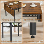 Modern Industrial 63.2  Extendable Dining Table w/Drop Leaf, Seats 6