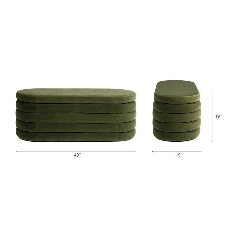 Fuji 49 Boucle Faux Sherpa Upholstered Tufted Oval Storage Bench