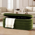 Fuji 49 Boucle Faux Sherpa Upholstered Tufted Oval Storage Bench