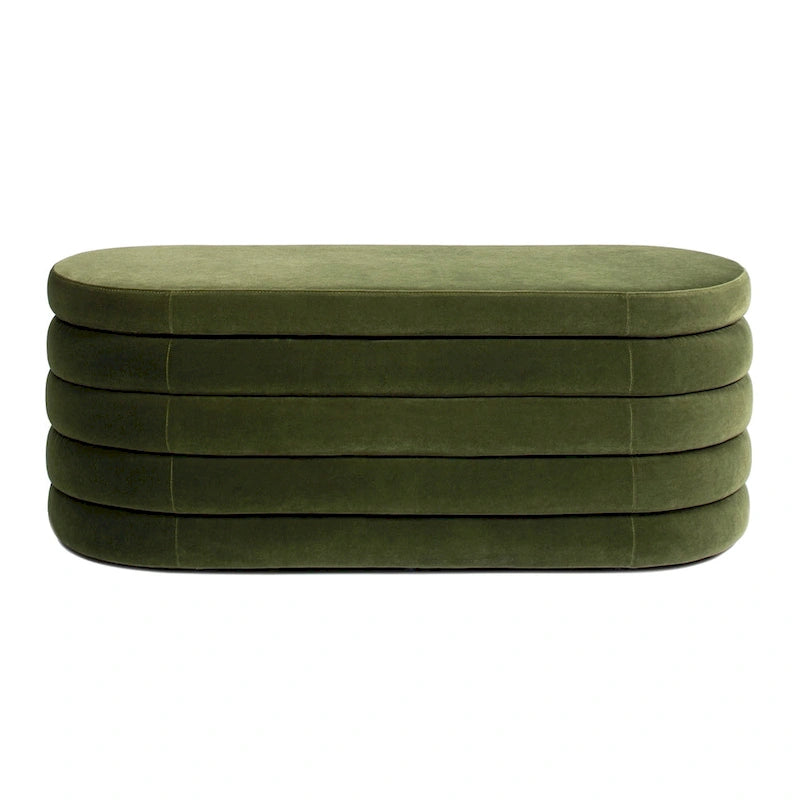 Fuji 49 Boucle Faux Sherpa Upholstered Tufted Oval Storage Bench