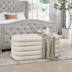 Fuji 49 Boucle Faux Sherpa Upholstered Tufted Oval Storage Bench
