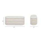 Fuji 49 Boucle Faux Sherpa Upholstered Tufted Oval Storage Bench