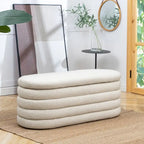 Fuji 49 Boucle Faux Sherpa Upholstered Tufted Oval Storage Bench