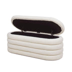 Fuji 49 Boucle Faux Sherpa Upholstered Tufted Oval Storage Bench
