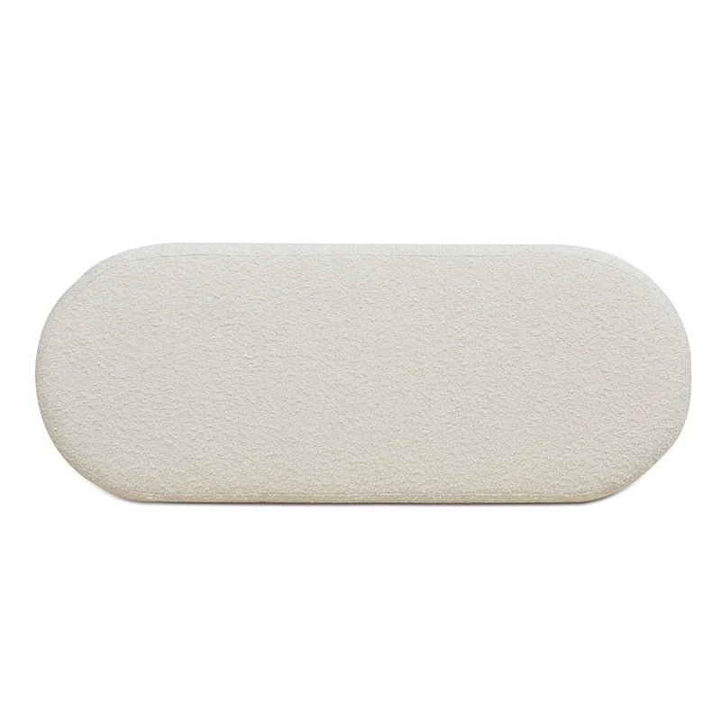 Fuji 49 Boucle Faux Sherpa Upholstered Tufted Oval Storage Bench