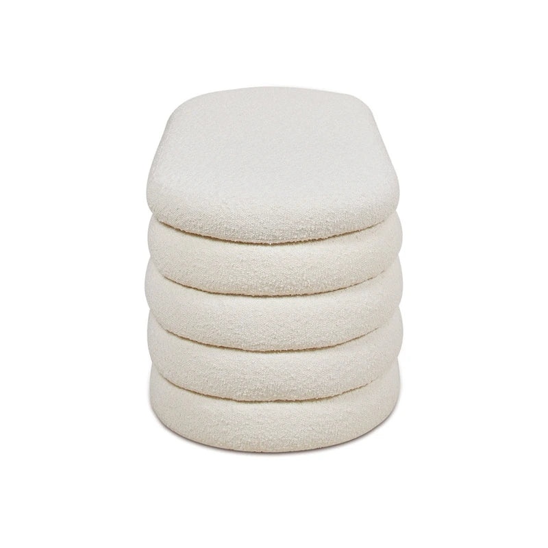 Fuji 49 Boucle Faux Sherpa Upholstered Tufted Oval Storage Bench