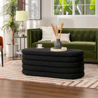 Fuji 49 Boucle Faux Sherpa Upholstered Tufted Oval Storage Bench