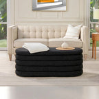 Fuji 49 Boucle Faux Sherpa Upholstered Tufted Oval Storage Bench