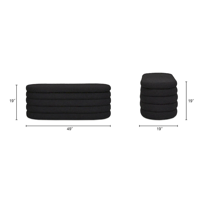 Fuji 49 Boucle Faux Sherpa Upholstered Tufted Oval Storage Bench