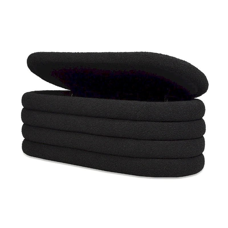 Fuji 49 Boucle Faux Sherpa Upholstered Tufted Oval Storage Bench