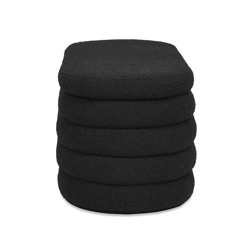 Fuji 49 Boucle Faux Sherpa Upholstered Tufted Oval Storage Bench