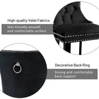 Set of 2 Velvet Dining Chairs,Tufted Solid Wood Armless Chairs Accent Chair with Nailhead Trim and Back Ring Pull