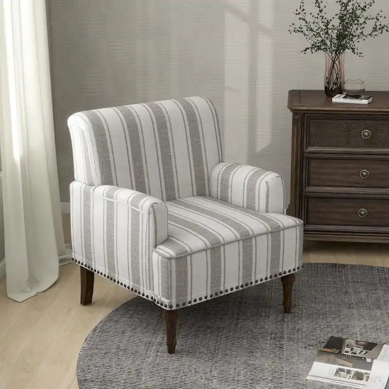 Modern Striped Accent Chairs with Arms