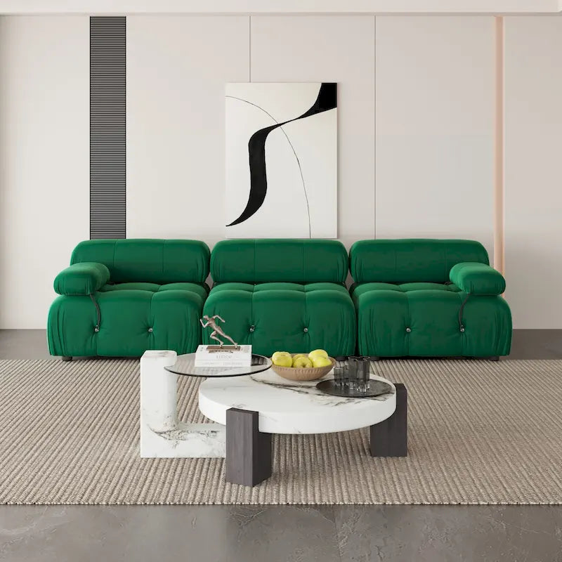 Velvet Fabric Upholstered Modular Sectional Sofa Modern Couch