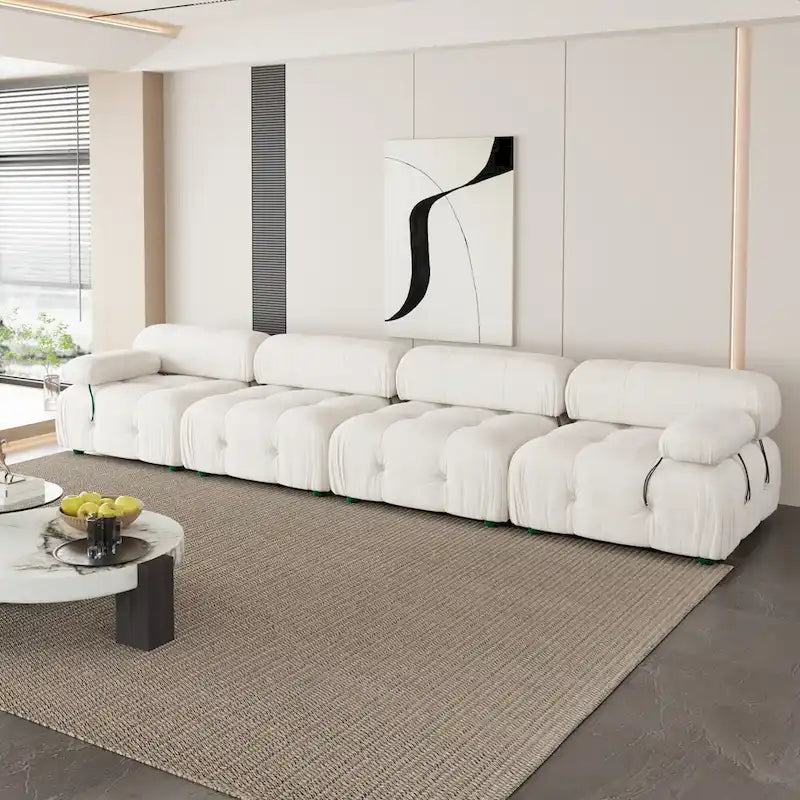 Velvet Fabric Upholstered Modular Sectional Sofa Modern Couch