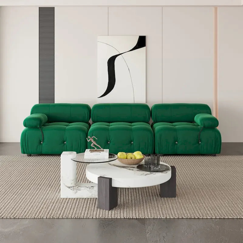 Velvet Fabric Upholstered Modular Sectional Sofa Modern Couch