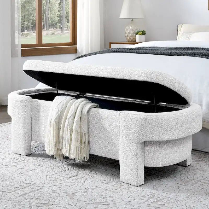 Chenille Upholstered Bench