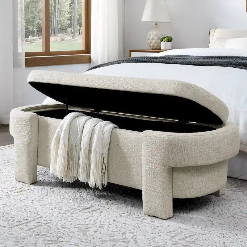 Chenille Upholstered Bench